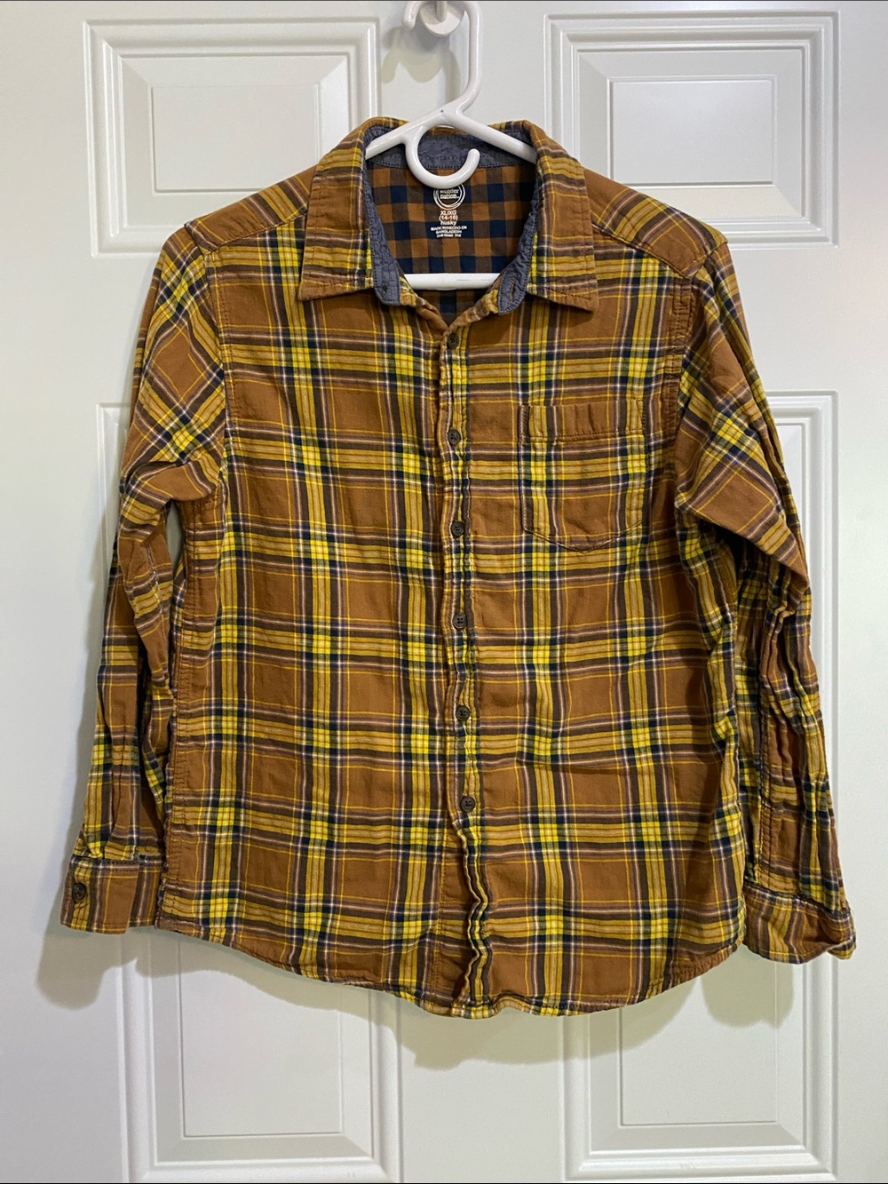 wonder nation Brown & Yellow Plaid Button-Down Shirt